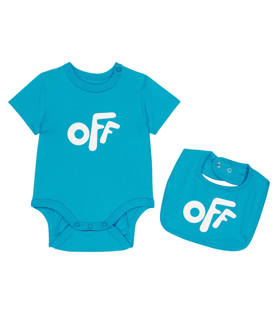 

Детский хлопковый нагрудник и комбинезон с логотипом Off-White Kids, Blue White