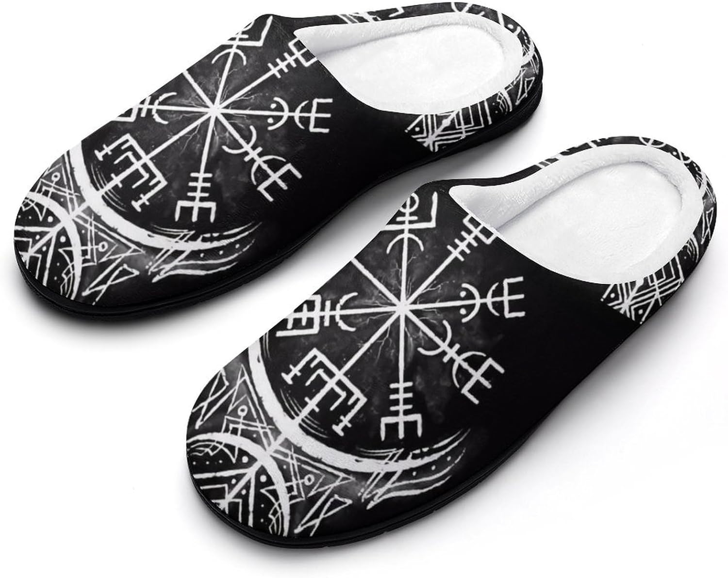 

Интересные индивидуальные мужские тапочки Viking с закрытым носком из хлопка, зимние теплые пушистые домашние тапочки, нескользящие, моющиеся повседневные тапочки для спальни и гостиной Yxhzyhy, Compass 1