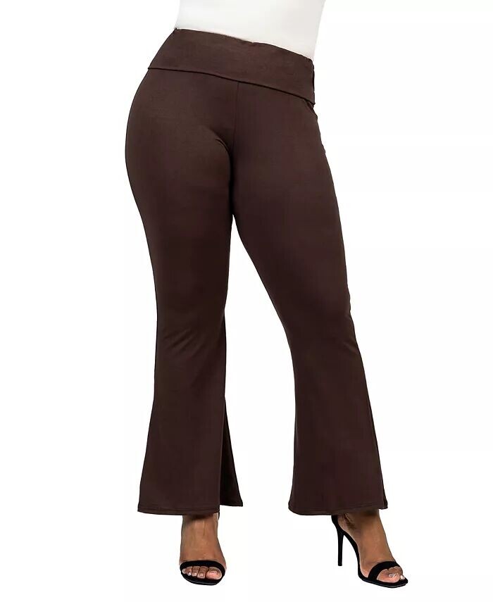 

Брюки клеш с отворотом на талии больших размеров 24seven Comfort Apparel, коричневый