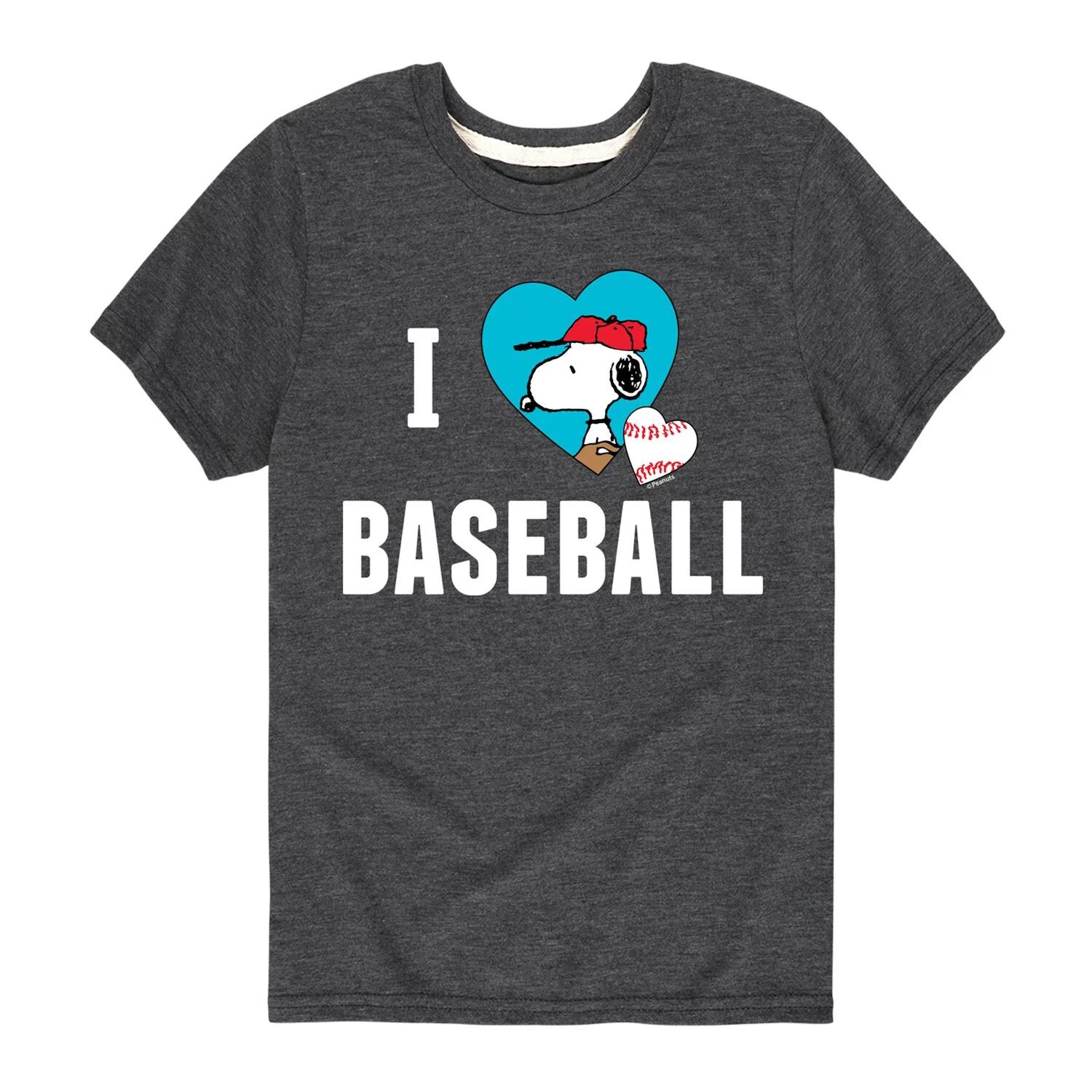 

Футболка Peanuts I Love Baseball Snoopy для мальчиков 8–20 лет Licensed Character, серый