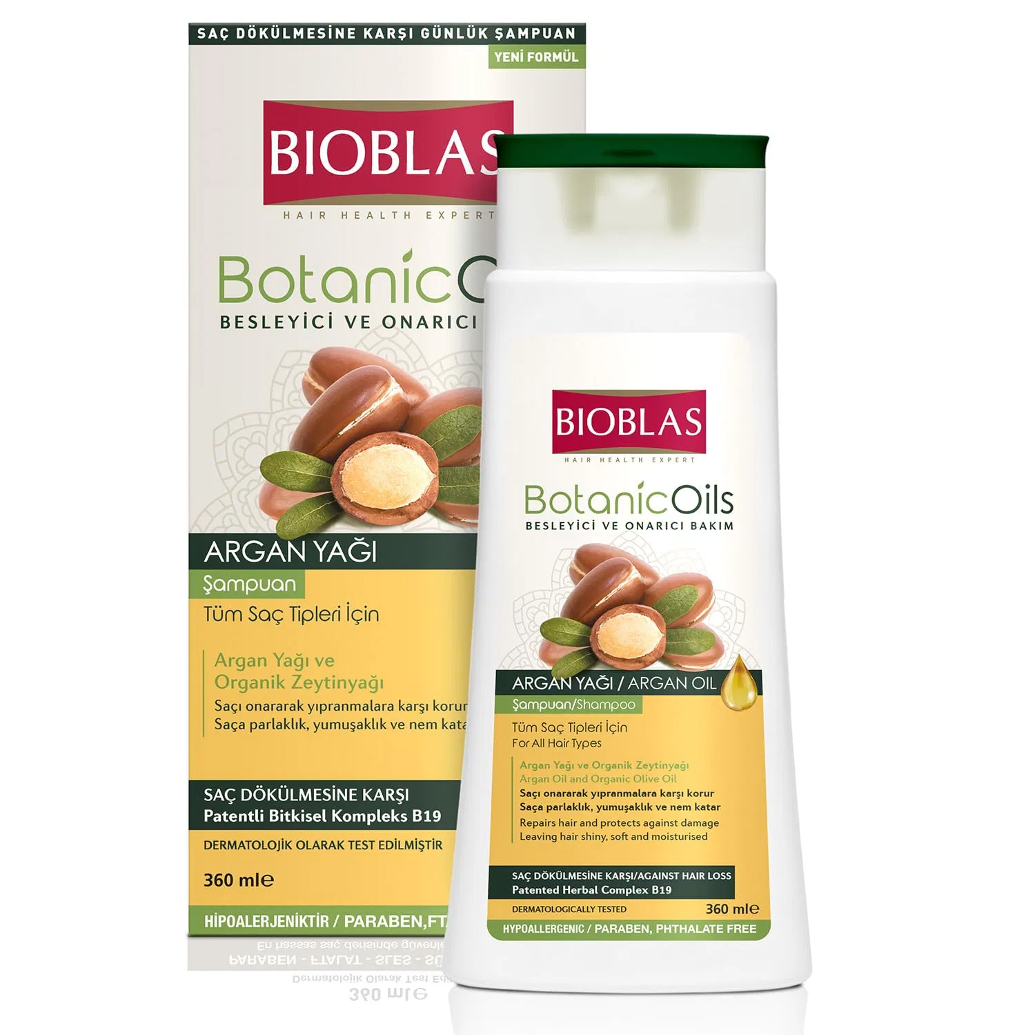Шампунь BIOBLAS Botanic Oils против выпадения волос с аргановым маслом, 360 мл Bioblas