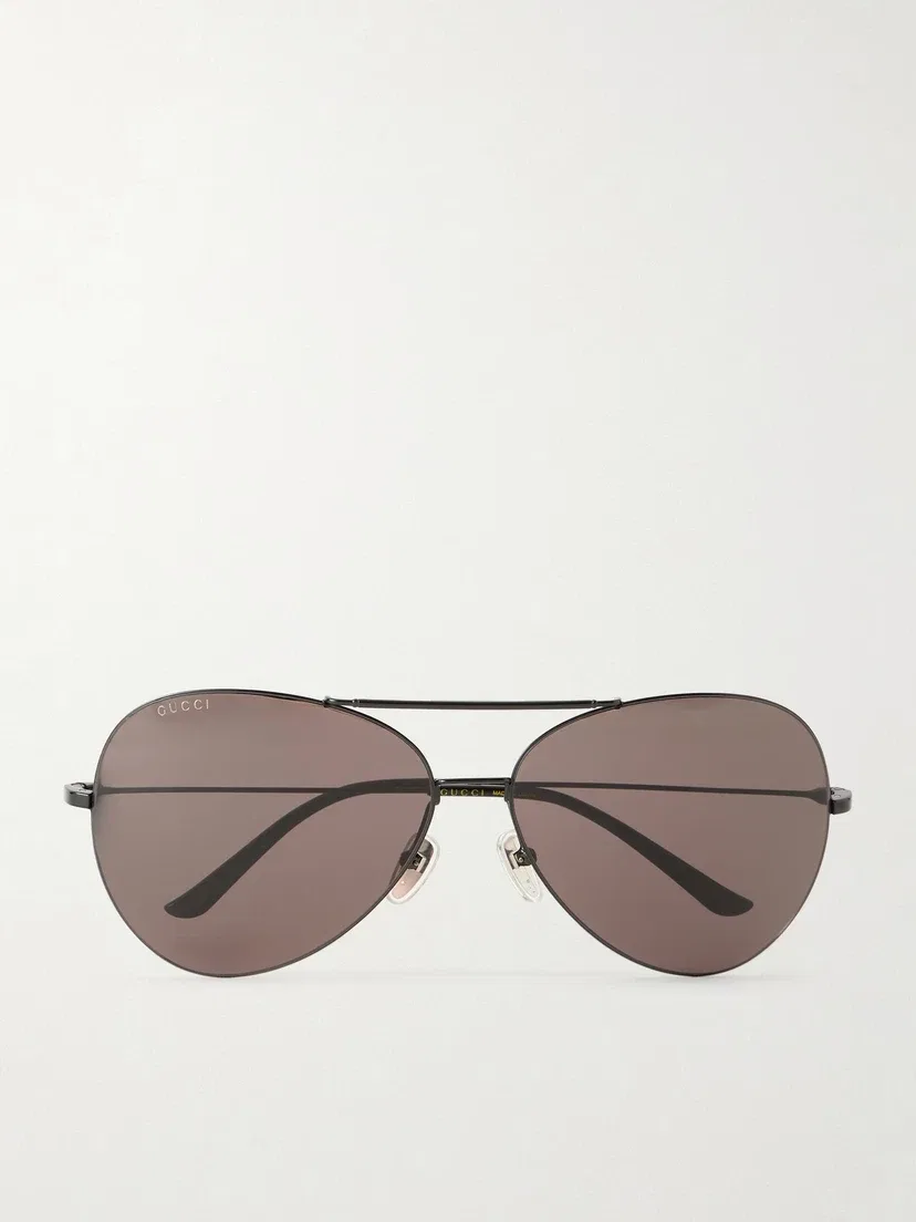 Солнцезащитные очки-авиаторы из металла Gucci Eyewear, черный