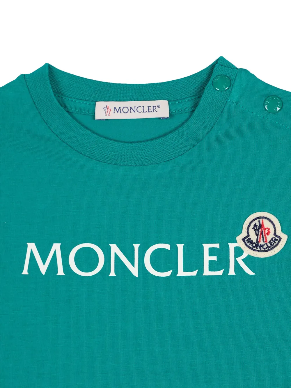 Футболка с короткими рукавами и логотипом Moncler Enfant, зеленый — фото 3