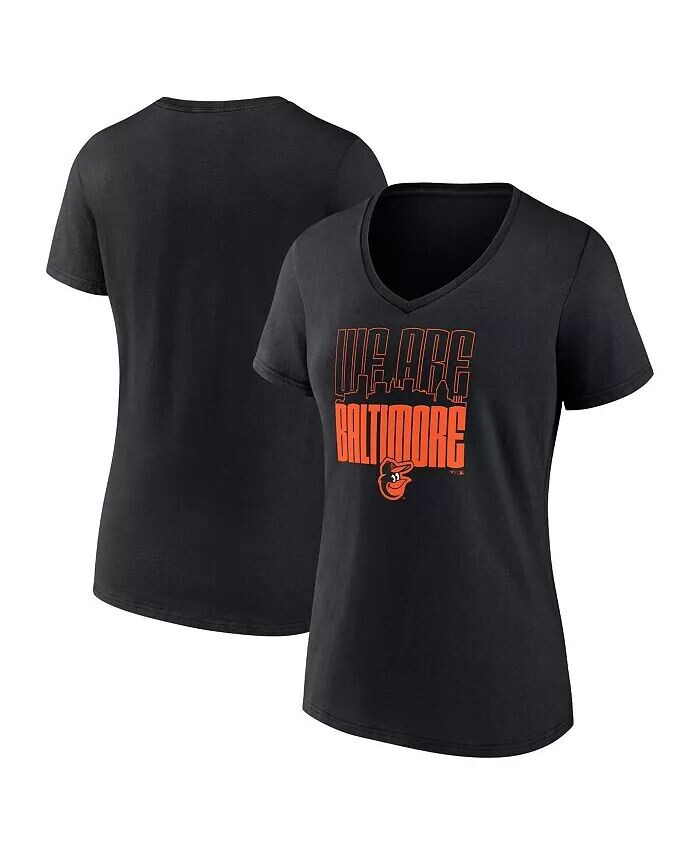 

Женская черная футболка Baltimore Orioles Local с V-образным вырезом Fanatics