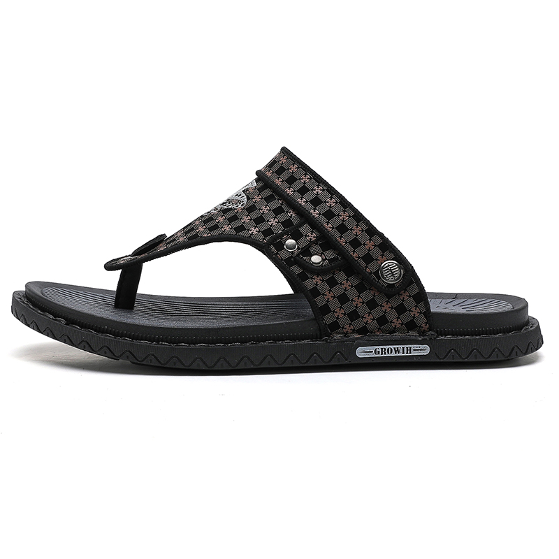 

Shiozawa Мужские стойкие к истиранию шлепанцы с прострочкой коричневые, цвет Brown