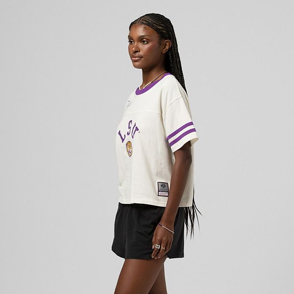 

Женская кремовая футболка LSU Tigers с контрастной окантовкой Mitchell & Ness, Бежевый, Женская кремовая футболка LSU Tigers с контрастной окантовкой Mitchell & Ness