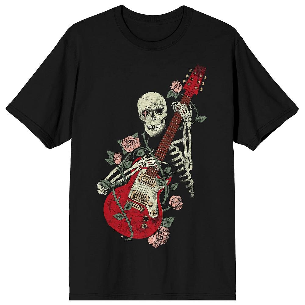 

Мужская футболка Skeleton с рисунком гитарной розы Licensed Character, черный