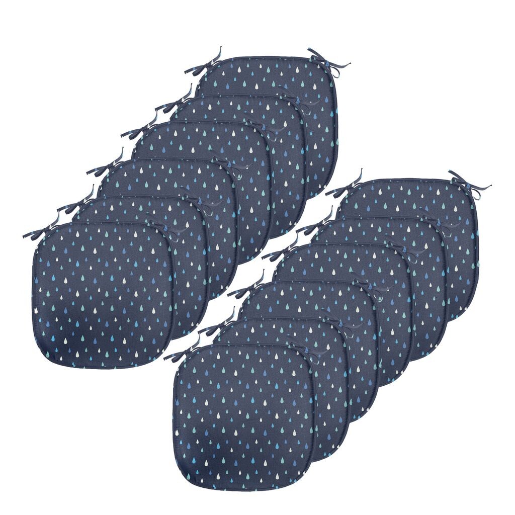 

Подушки на обеденный стул ABAKUHAUS Indigo, капли дождя цвета индиго, декоративная водонепроницаемая подушка с ремнями для кухонных сидений, 40 см x 40 см — упаковка из 12 шт., бирюзовый светло-синий, коричневый