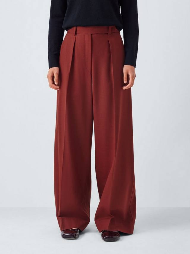 

Брюки с широкими штанинами из шерстяной смеси John Lewis, Burnt Red