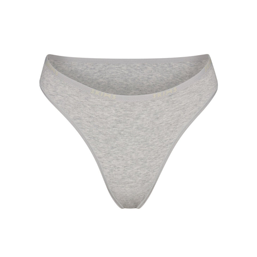

Бикини с высоким бегуном SKIMS Cotton Logo, цвет Light Heather Grey