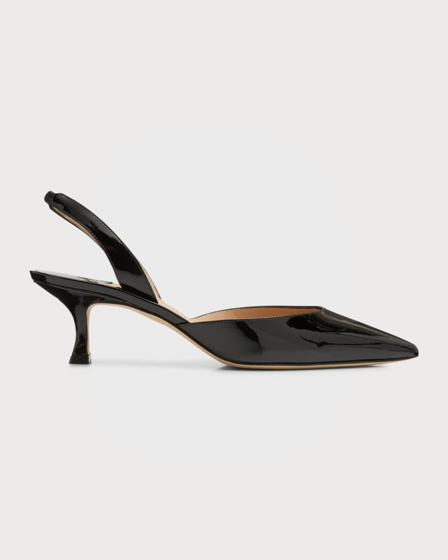 Лакированные туфли-лодочки Carolyne на низком каблуке с лямкой на шее Manolo Blahnik