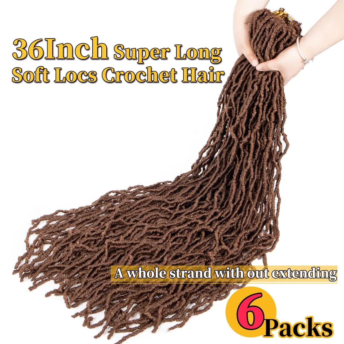 Набор синтетических волос для плетения «Soft Locs Crochet Hair» 6 упаковок, 36 дюймов Ainimiu, 30# — фото 4