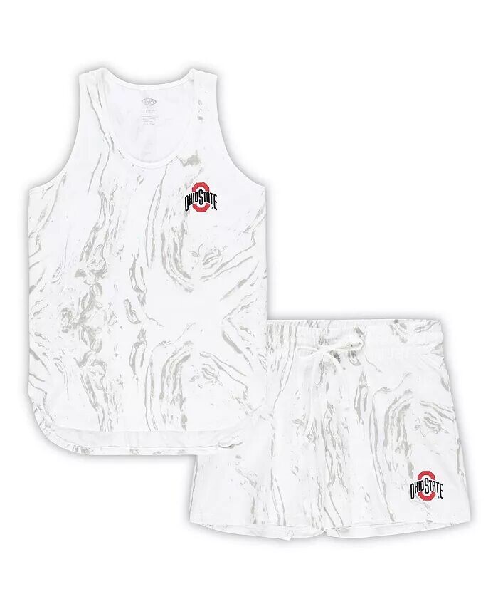 

Женский кремовый комплект Ohio State Buckeyes Plus Size Marble Tank и Short Profile