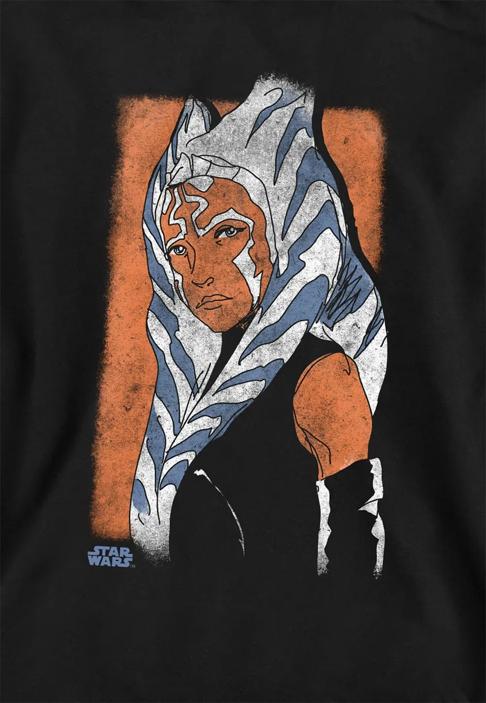 Детский худи Star Wars Ahsoka Sketch, Disney, черный — фото 2