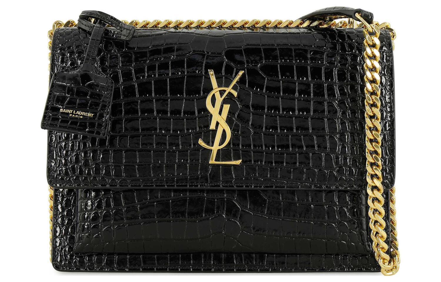 SAINT LAURENT Сумка кроссбод из яркой кожи с цепью — фото 3