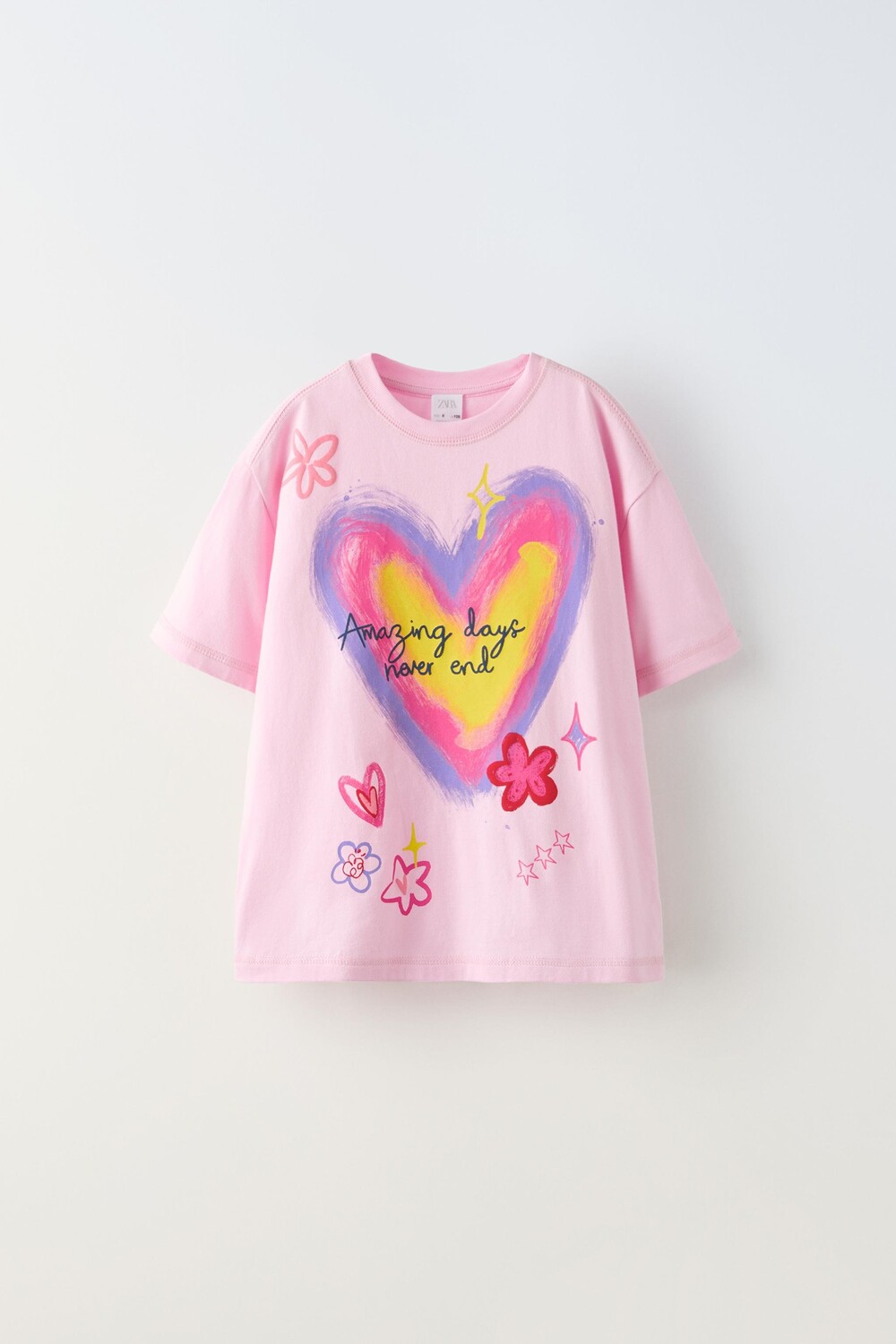 

Футболка с граффити ZARA, розовый