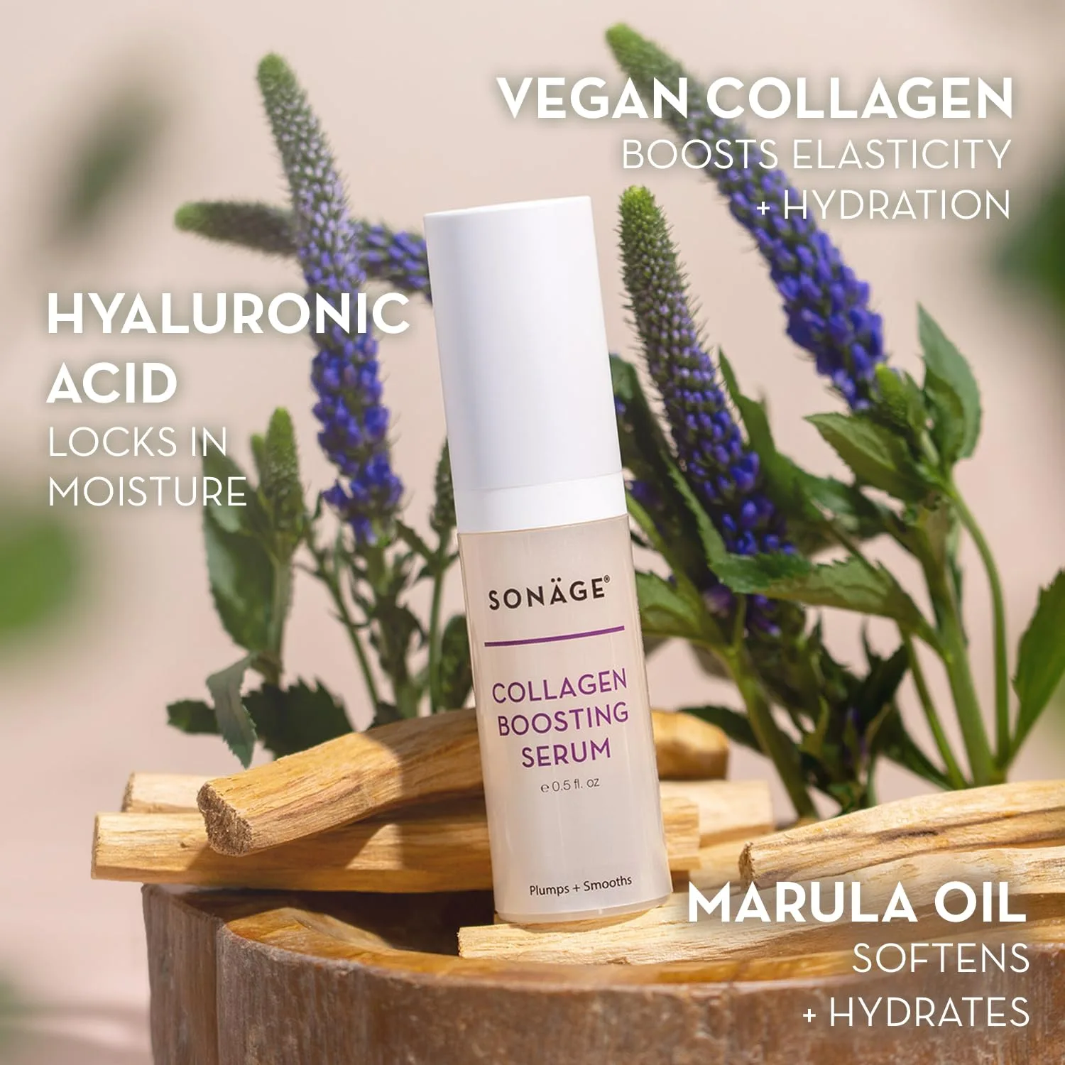 Сыворотка Sonage — Collagen Boosting Serum: веганская антивозрастная для лица | Разглаживает, придает объем, 29.6 мл — фото 3