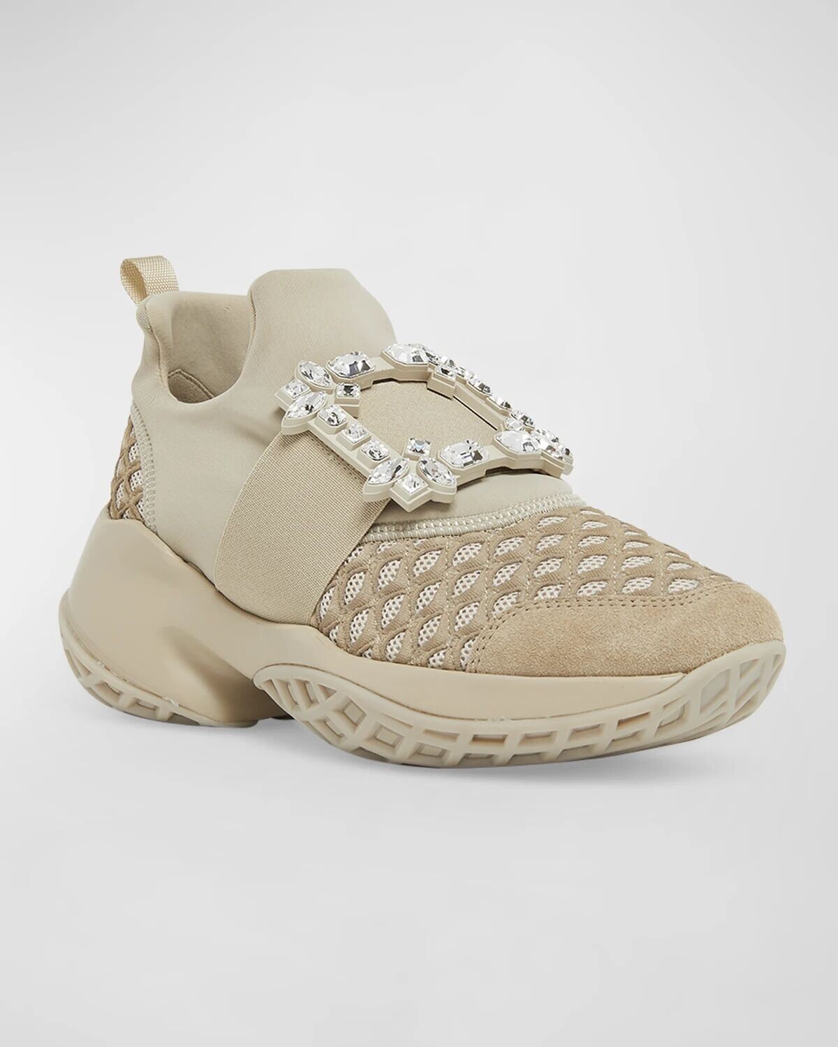 Массивные кроссовки с пряжкой и стразами Viv Run Roger Vivier, цвет Beige — фото 2