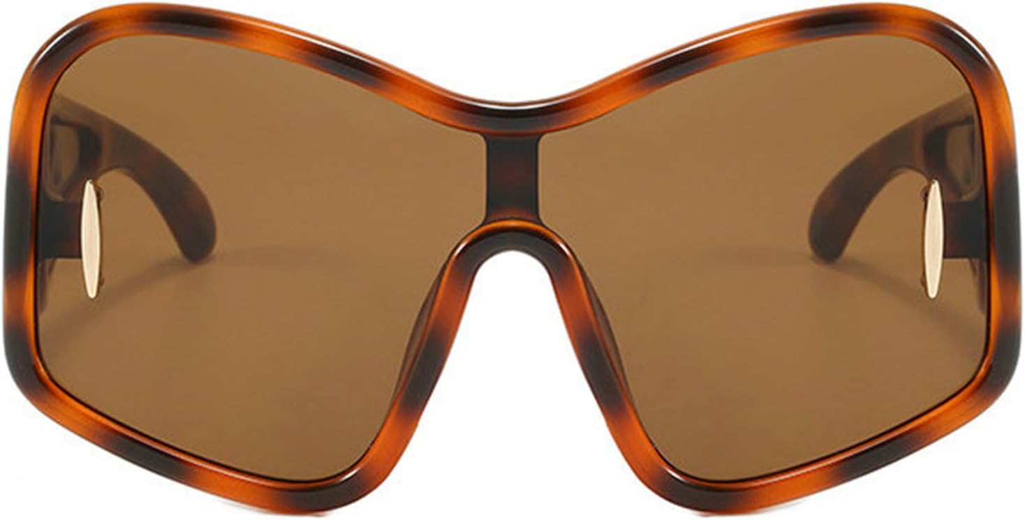 

Willochra Модные солнцезащитные очки большого размера для женщин и мужчин, большие тонированные стильные солнцезащитные очки с обтекаемой формой, очки для отдыха после катания на лыжах, крутые оттенки, Leopard