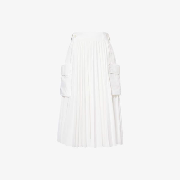 

Складная миди-юбка с запахом из ткани Sacai, белый