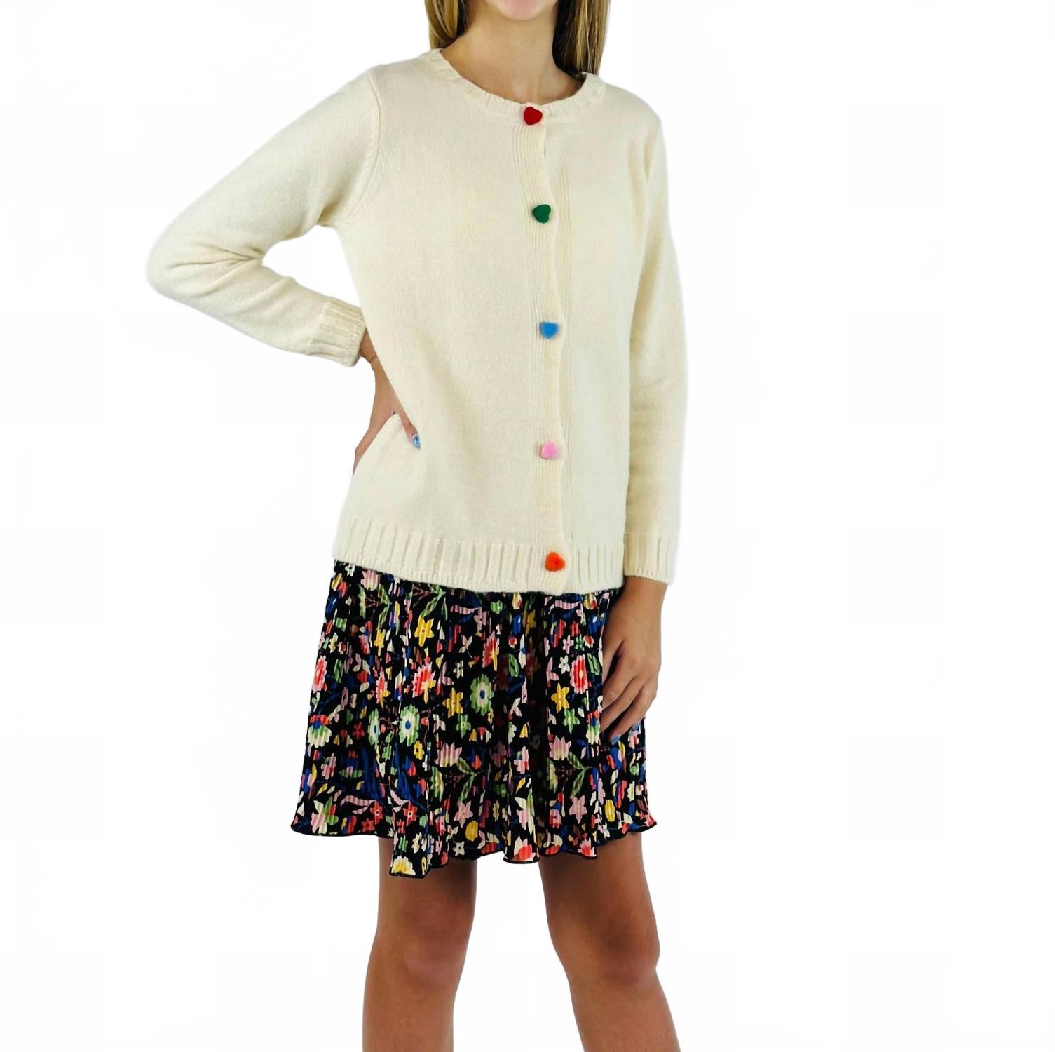 

Детский кардиган с сердечками-пуговицами цвета айвори Compania Fantastica, слоновая кость