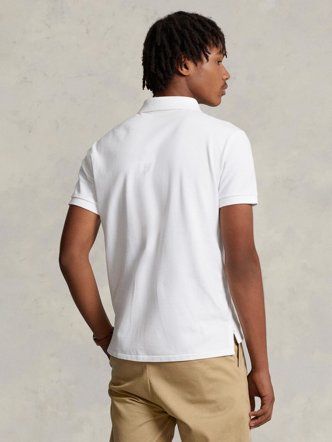 Polo Ralph Lauren Узкая рубашка-поло с короткими рукавами, белая — фото 3