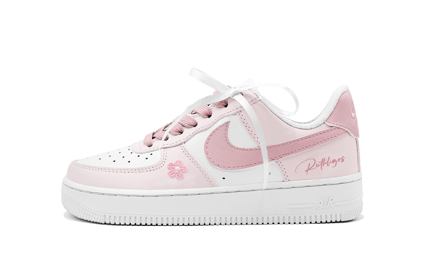 

Nike Кроссовки для скейтборда Air Force 1 Romantic Girl устойчивые к истиранию и скольжению низкие White Pink детские