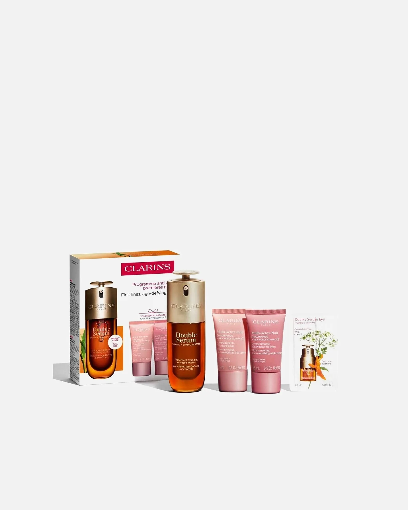 Набор Clarins — Для ухода за лицом: двойная сыворотка и многофункциональный набор. , 1 шт