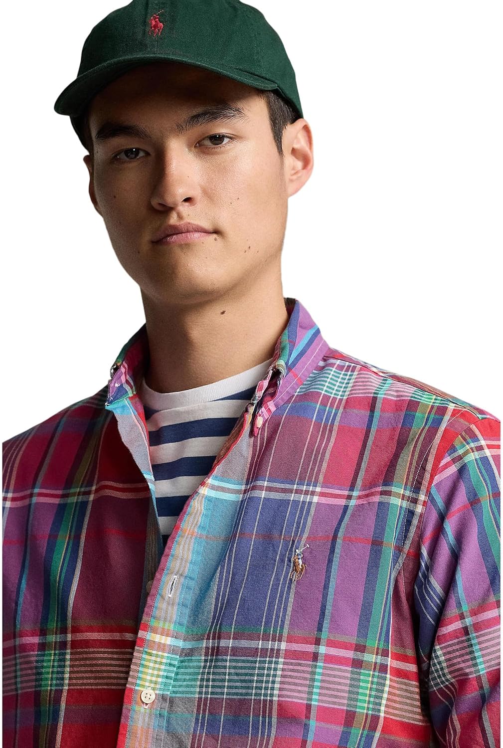 POLO RALPH LAUREN Мужская классическая полосатая рубашка Oxford, Red Blue Multi — фото 3