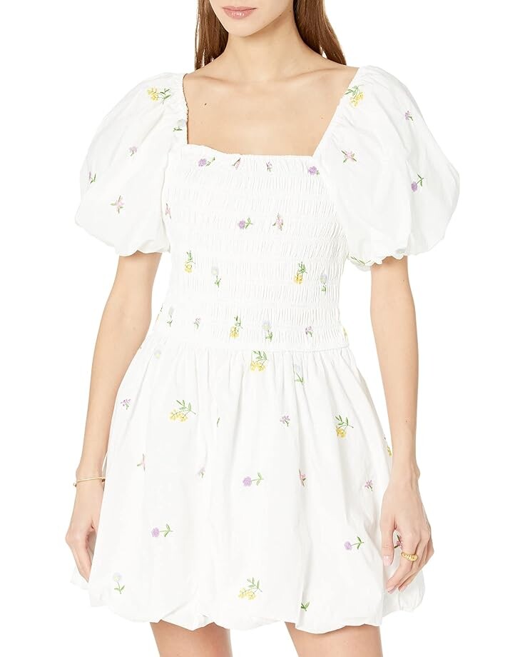 

Платье English Factory Floral Embroidery Smocked, цвет White Multi