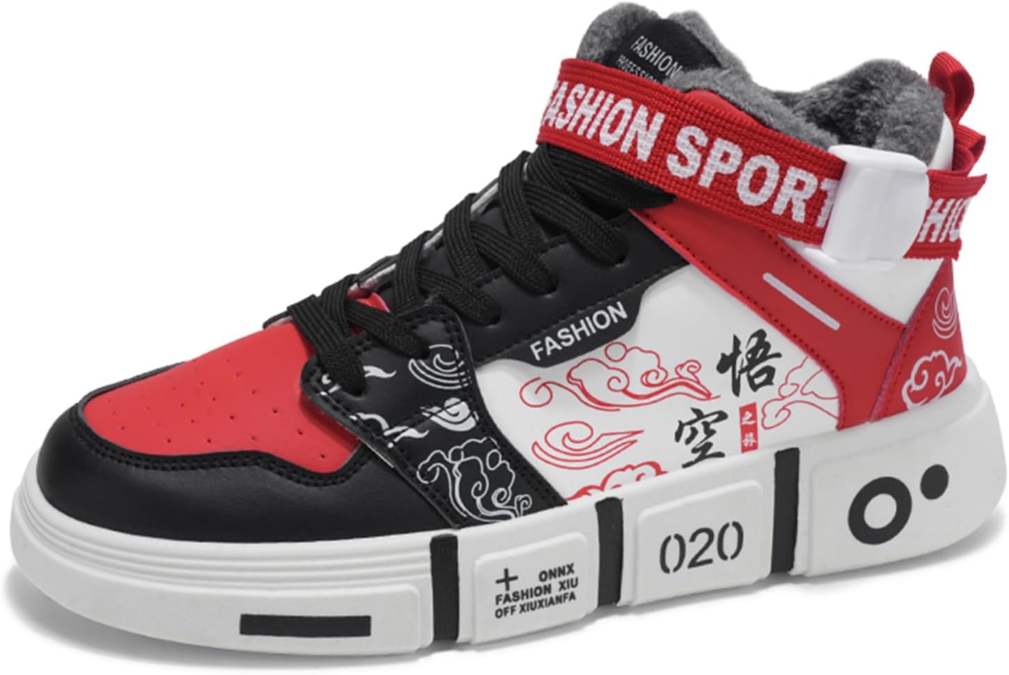 

Мужские высокие кеды GSIGUL для скейтборда, повседневной ходьбы, кроссовки с граффити, модные спортивные обувь, красный