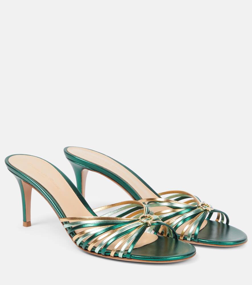 Вьена 70 мюли из металлизированной кожи Gianvito Rossi, Hunter+Aloe+Mekong