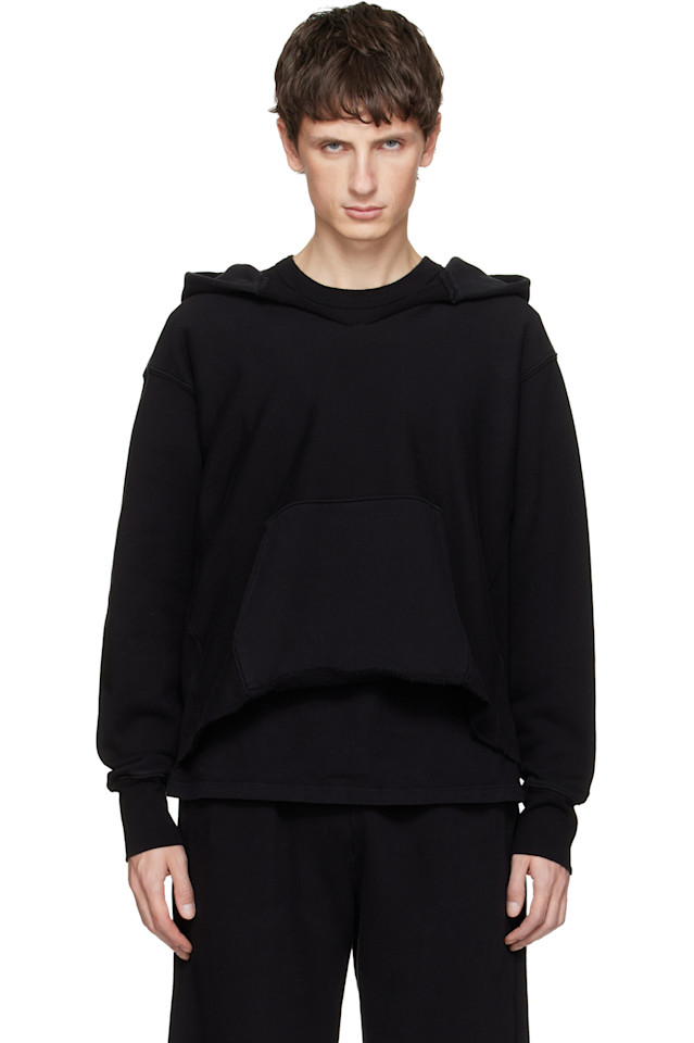 

Les Tien Черная плотная укороченная толстовка с капюшоном