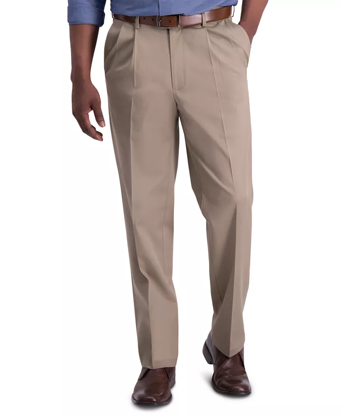 

Мужские классические брюки с защипами Premium Khaki Iron Free Haggar, коричневый/бежевый