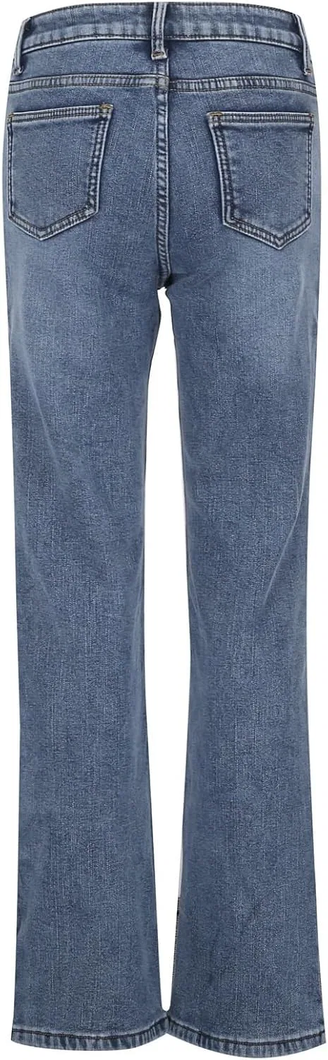 Женские джинсы Boot Cut из флиса с высокой талией, утепленные, зауженные, расклешенные, повседневные, для работы Generic, синий — фото 2