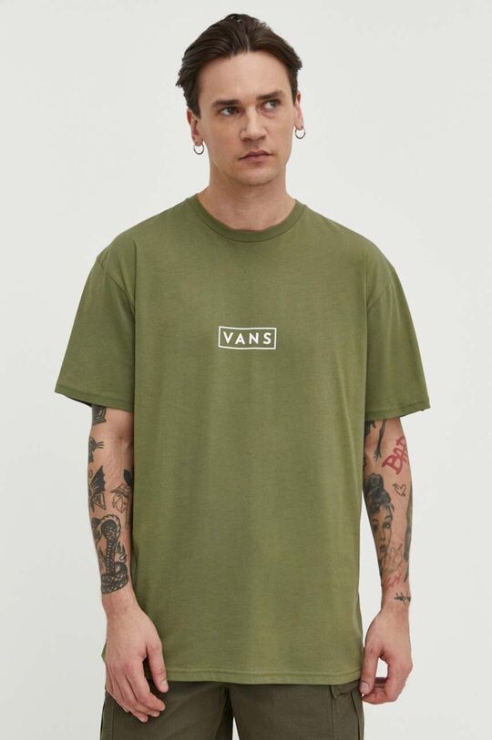 Хлопковая футболка Vans, зеленый