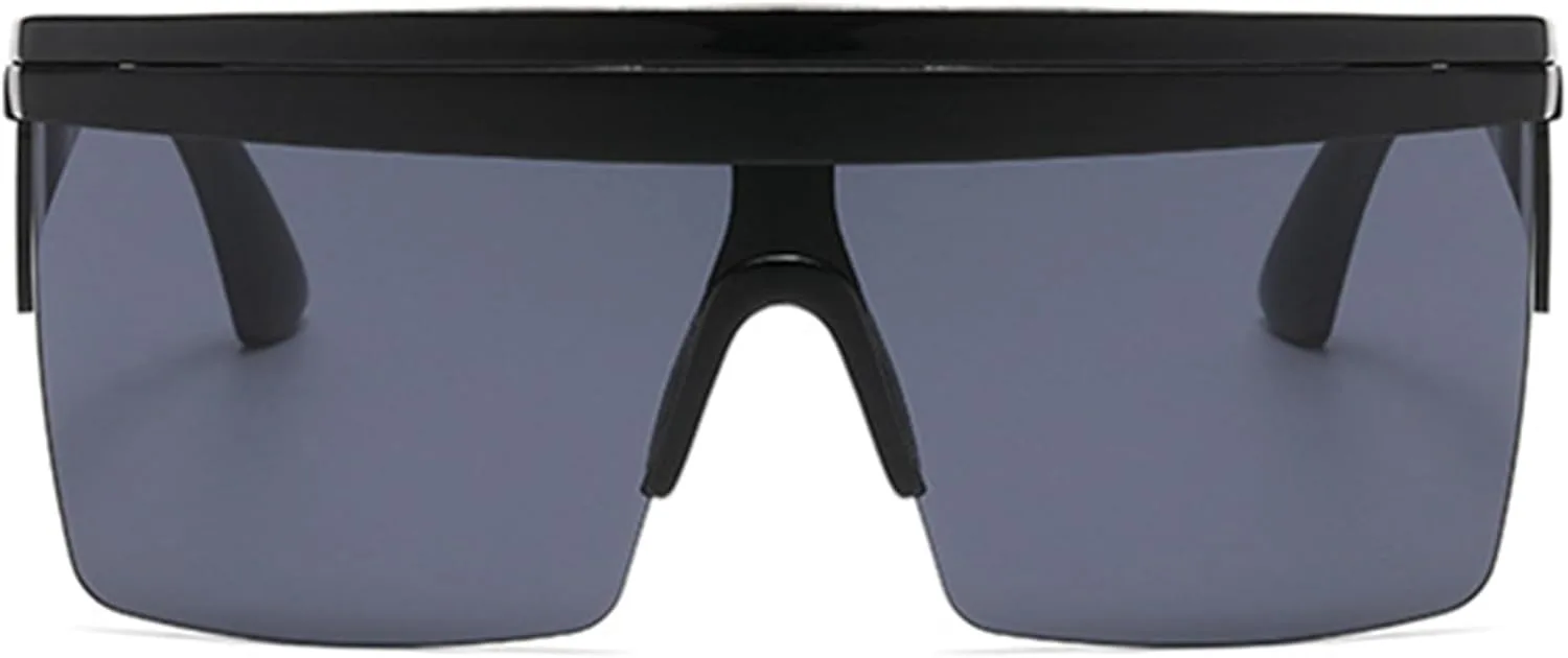 

Очки-солнцезащитные оправы большого размера для мужчин и женщин, квадратные, с плоской верхней частью, модные, с защитой от УФ-излучения UV400 bullabulling, Black