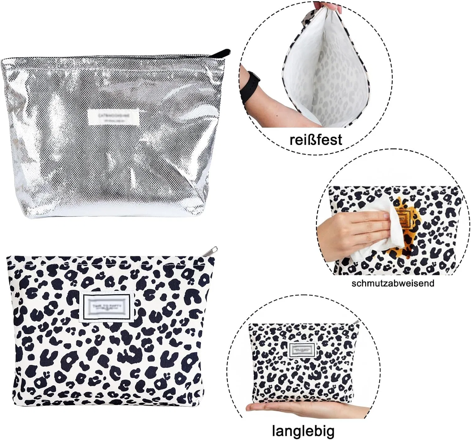 Набор из 2 косметичек с леопардовым принтом Xdgbgfn, White Leopard + White Flash — фото 4