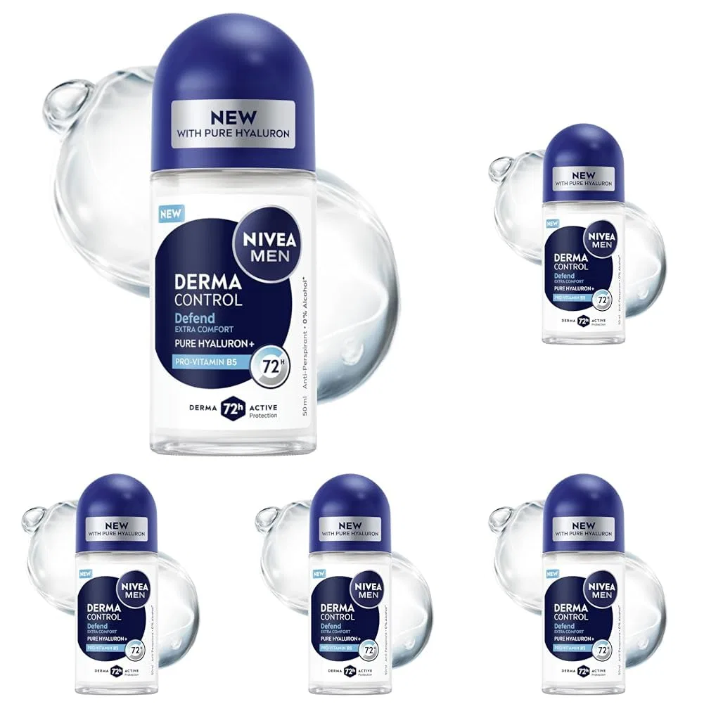 Мужской роликовый антиперспирант NIVEA MEN Derma Control Defend, 72 ч защиты, 50 мл (5 шт.) Nivea