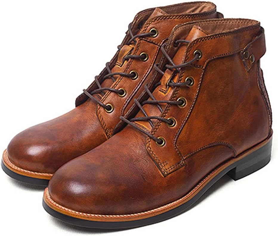 

Мужские ботинки Чака для мотоциклистов, боевые ботинки до щиколотки, шнурованные повседневные походные ботинки, обувь для прогулок на открытом воздухе Ainijia&Holo, коричневый