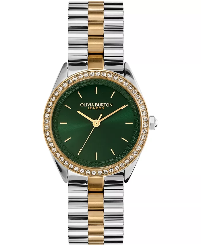 

Женские часы из двухцветной нержавеющей стали с инкрустацией камнями, 34 мм Olivia Burton