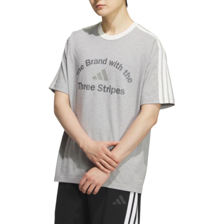 Футболка SS25 Loose Fit Adidas, серый/белый — фото 2