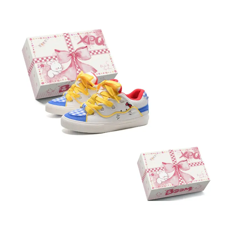 

XPQ Антискользящие износостойкие сбалансированные легкие увеличивающие рост низкие скейтерские кроссовки унисекс бело-сине-желтые улучшенные, цвет White Blue Yellow Upgraded