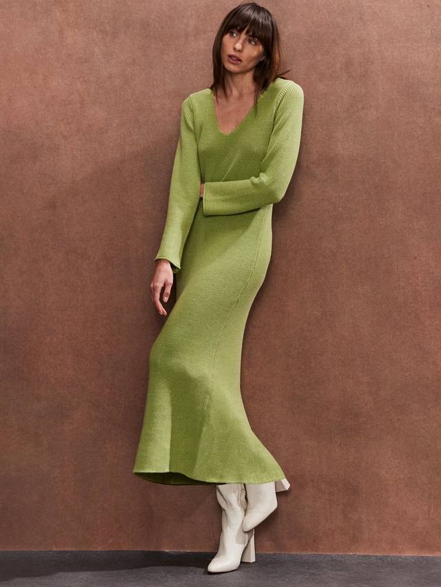 

Трикотажное платье миди с v-образным вырезом Ro&Zo, зеленый