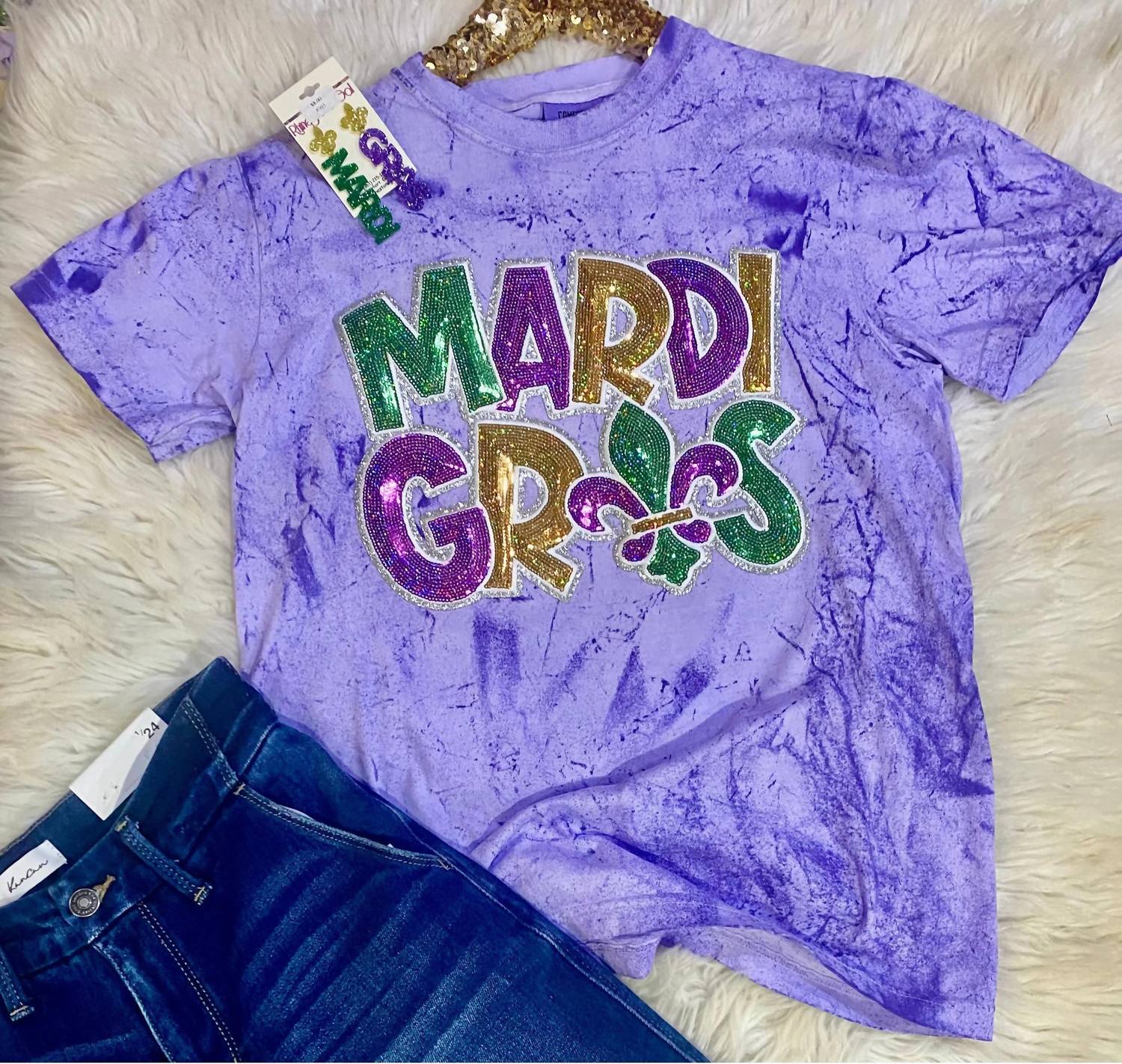 

Унисекс - фиолетовая футболка Mardi Gras с блестками и мерцанием Trendy Tee Co.