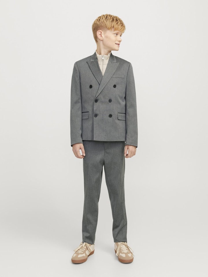 JACK & JONES Junior Двубортный пиджак темно-серого цвета — фото 4