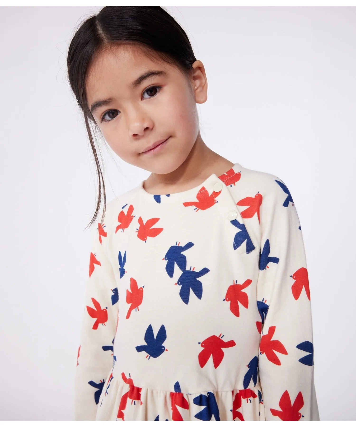 Детское платье длинное с птичками PETIT BATEAU One Piece белое — фото 3