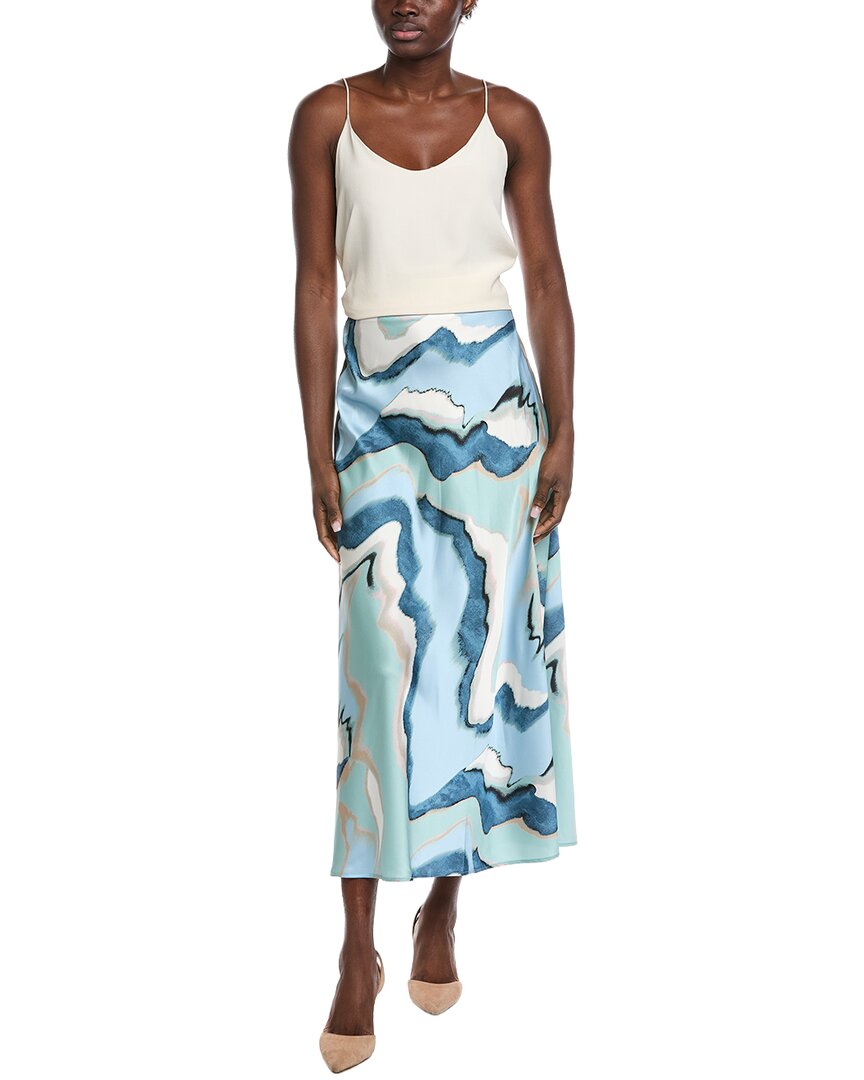 

Атласное расклешенное платье миди от Anne Klein, синий