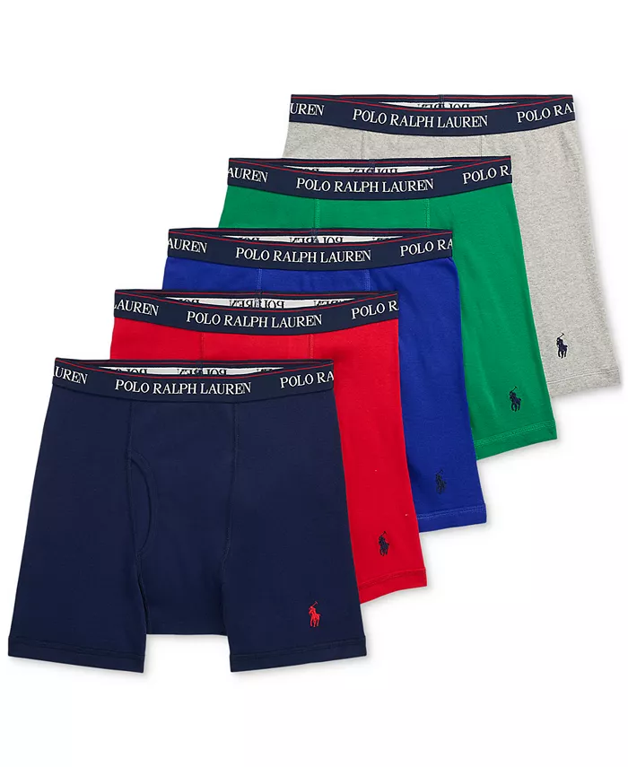 

Мужские классические хлопковые трусы-боксеры, 5 штук Polo Ralph Lauren, мультиколор