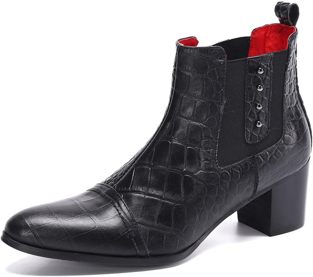 

Мужские повседневные ботинки Santimon Mens Casual Dress с низким голенищем Челси - настоящая кожаная обувь в стиле ковбойских сапог для выпускного, бального вечера, вечеринки, диско и свадьбы, черный